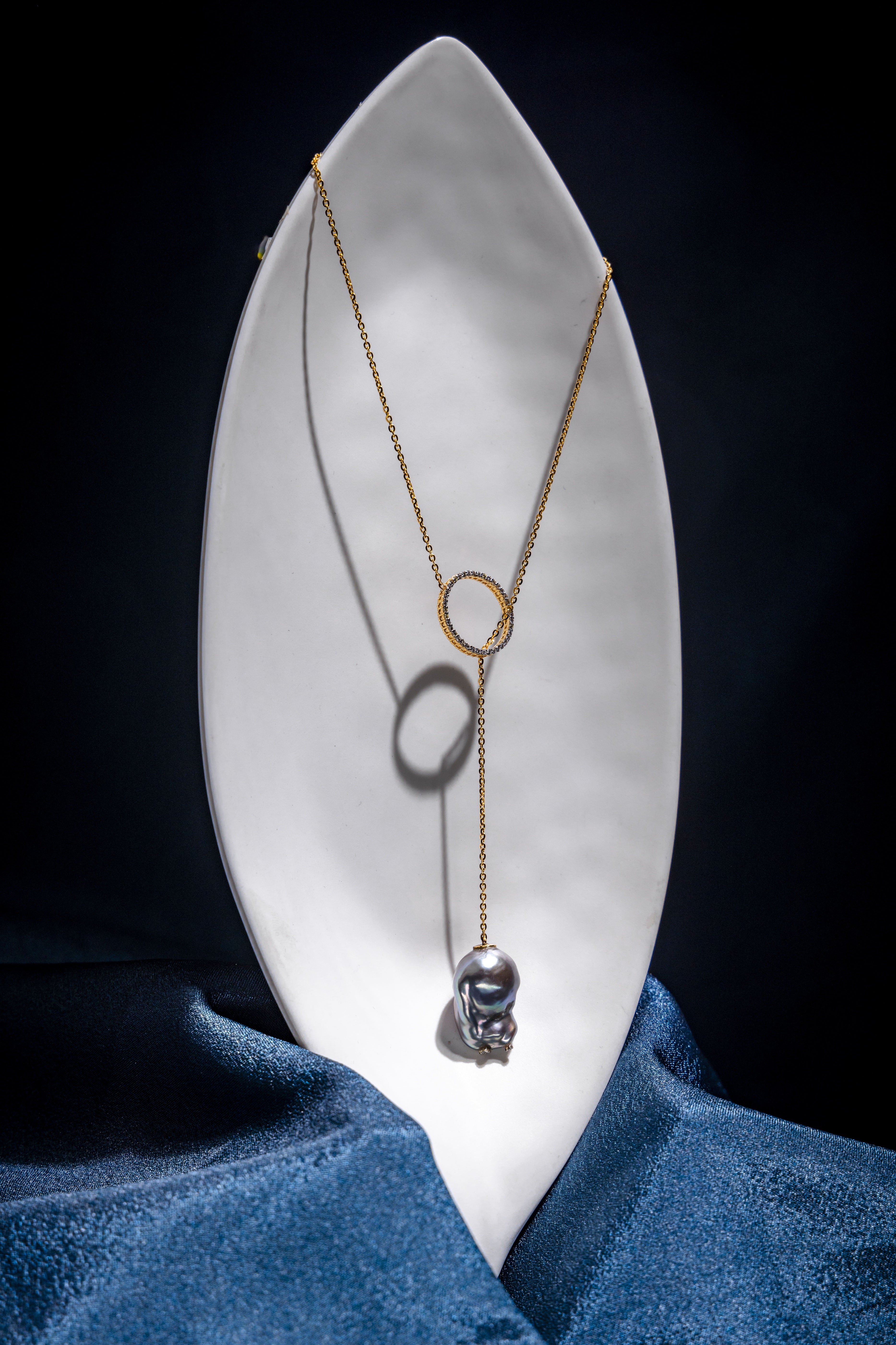 Aurora cascade lariat neckpiece