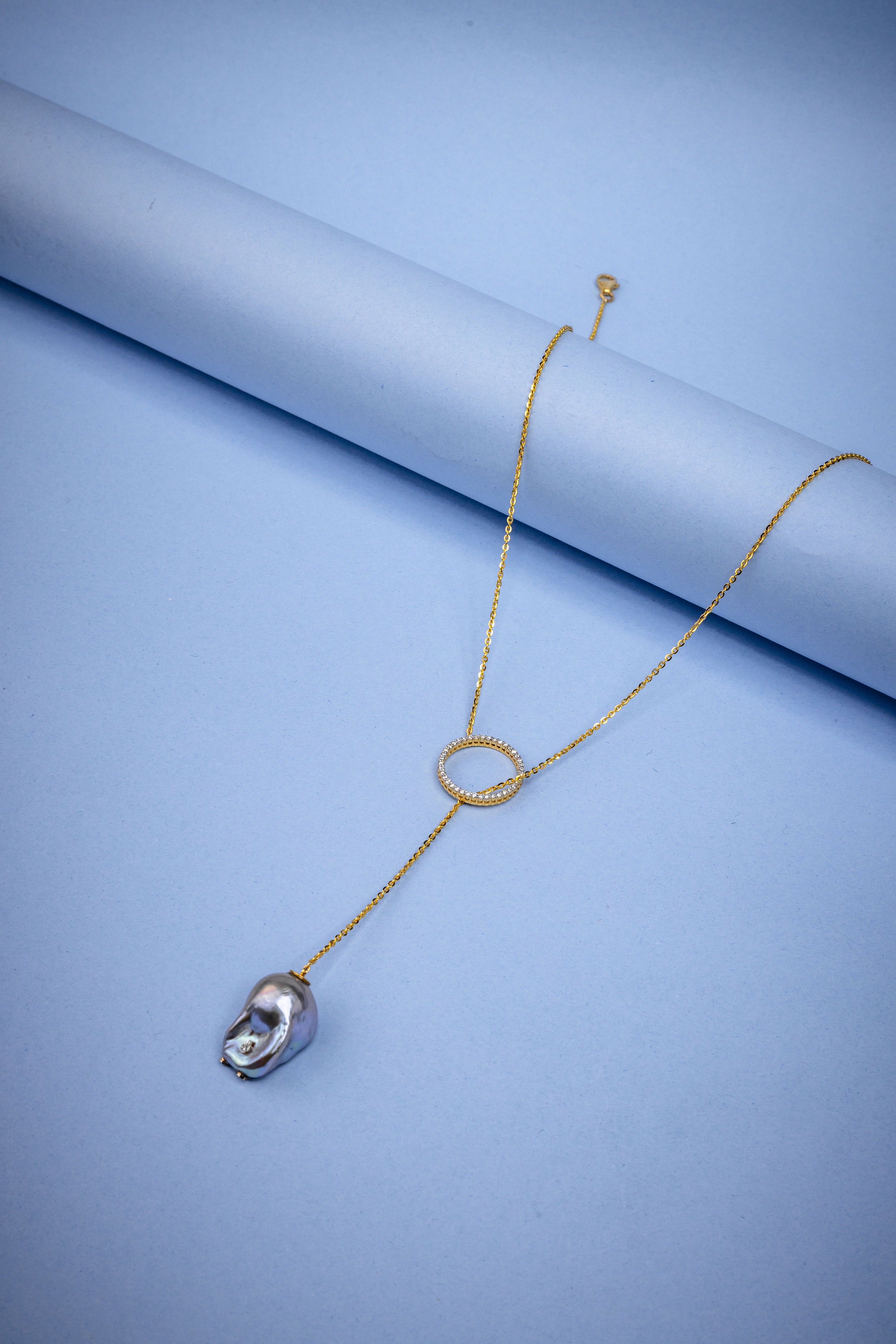 Aurora cascade lariat neckpiece