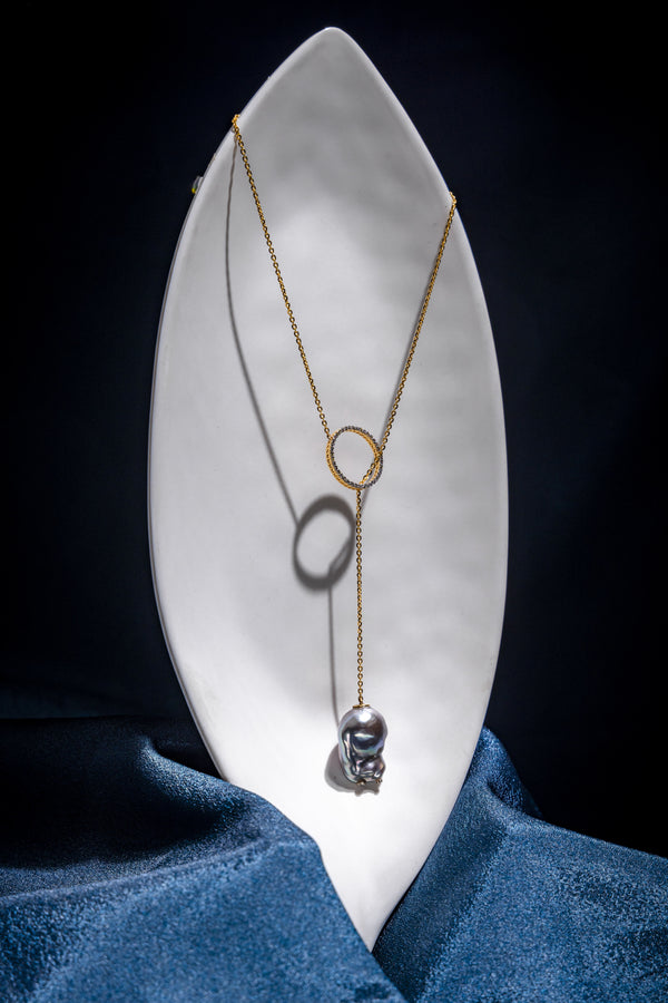 Aurora cascade lariat neckpiece